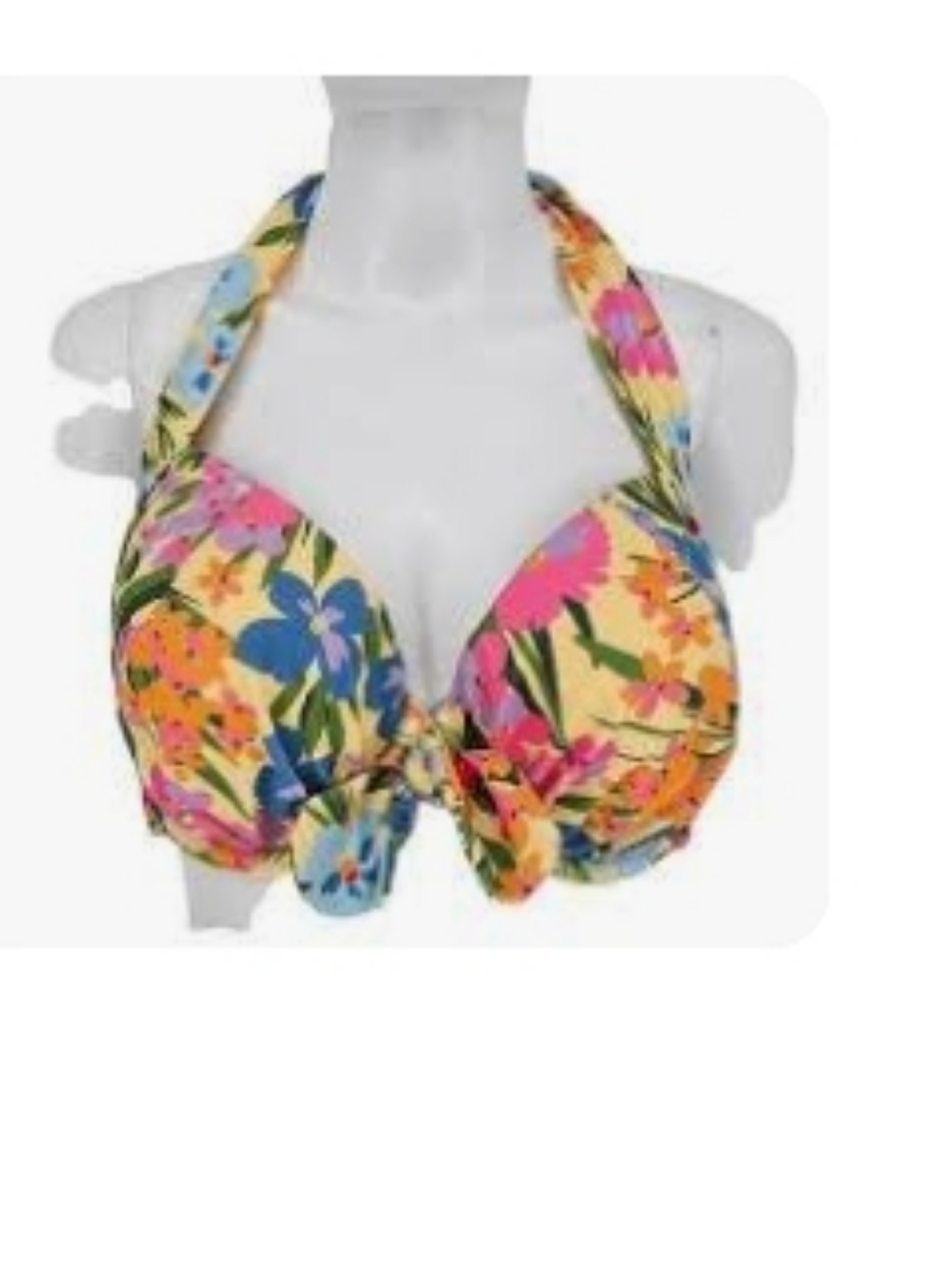 ADOREME Bikini Top Plus  Size 40G Flower Tropical Print Underwire